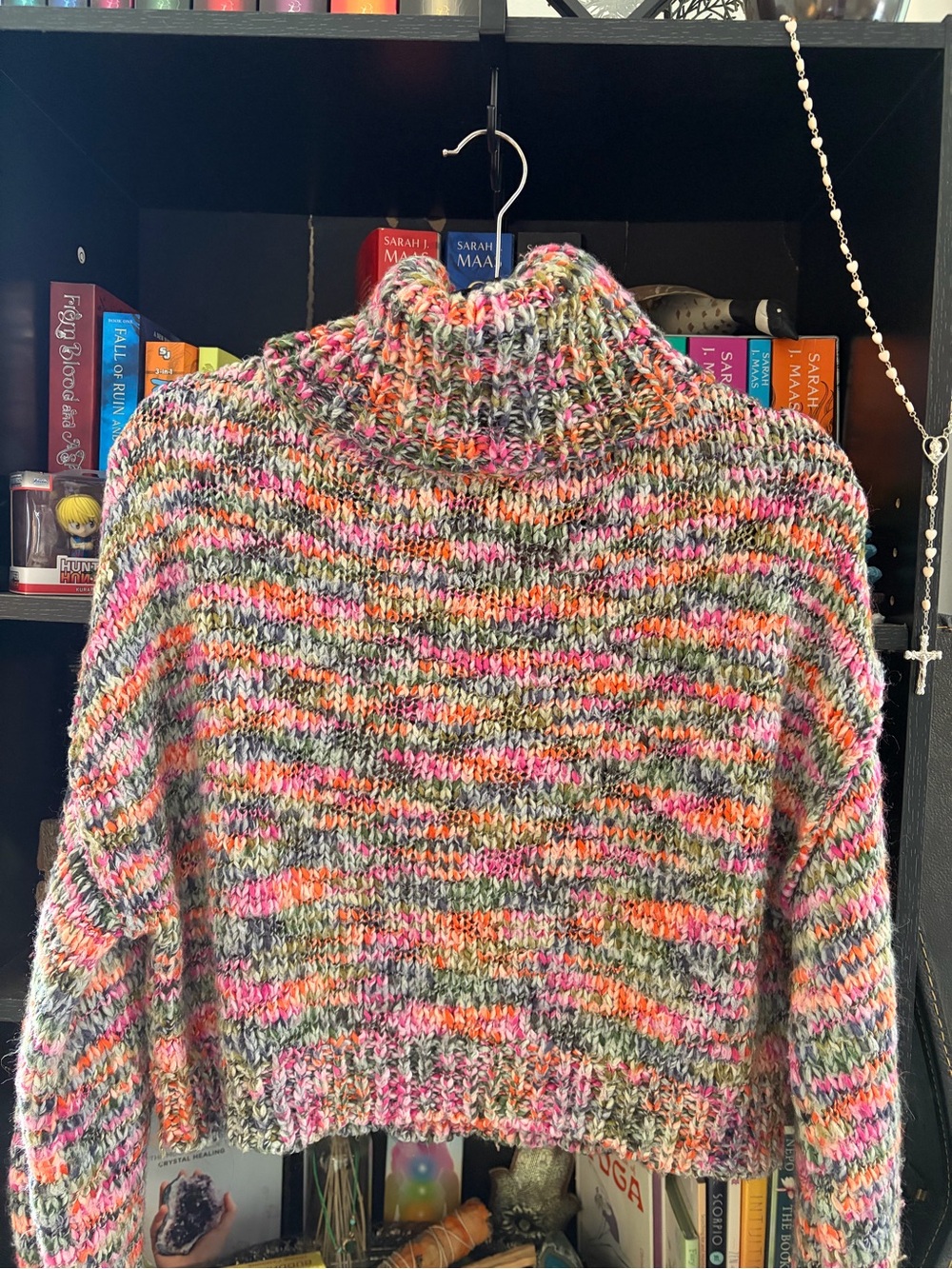 Multicolor Chunky Turtleneck Sweater - Pink & Green